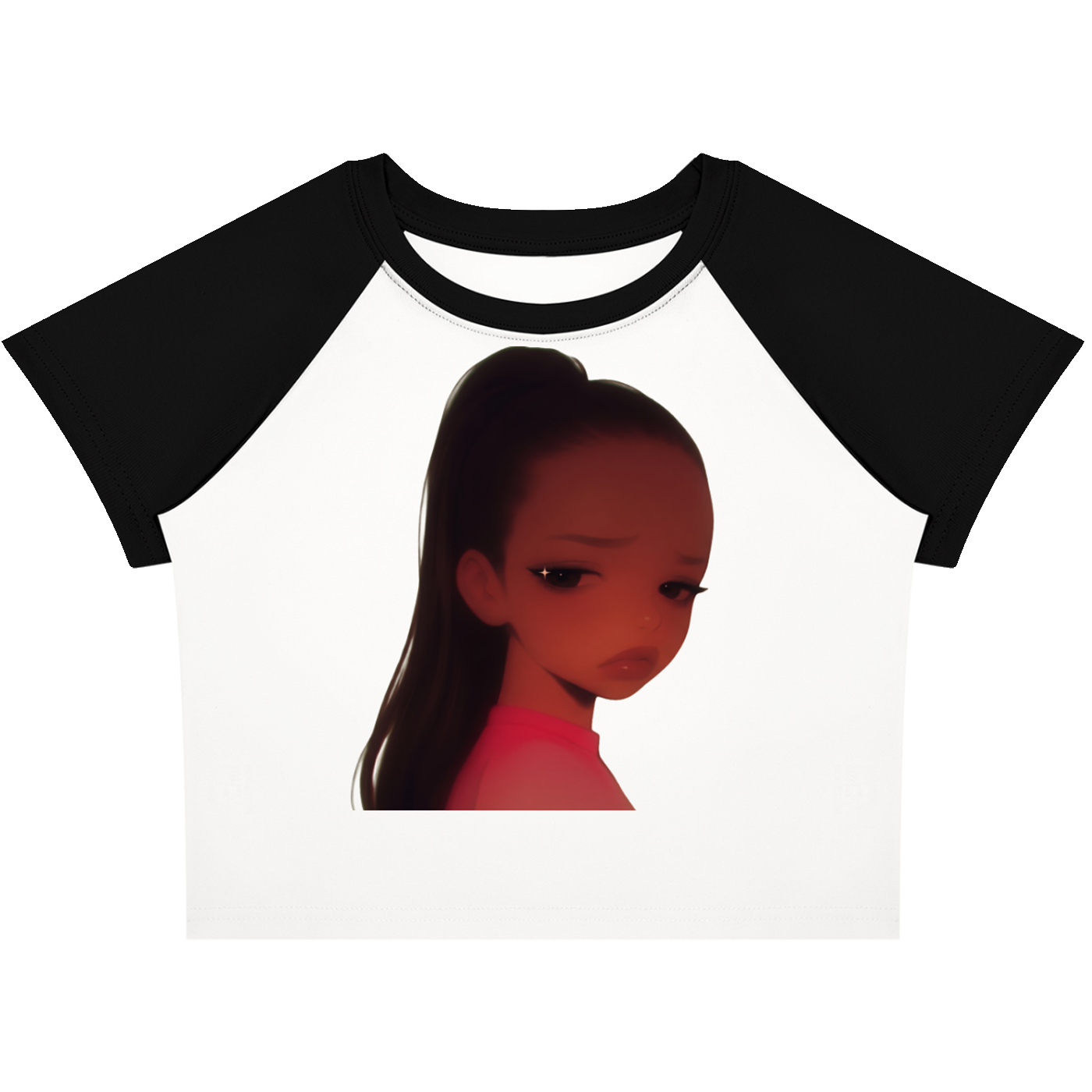 Crying Girl v2 Portrait Color-Block Raglan Crop Tee