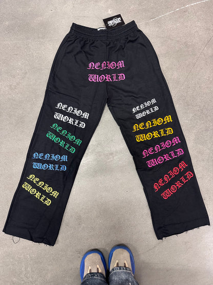 ★ LIMITED ★ Neniom World Baggy Sweatpants BLK Streetwear Y2K Fashion