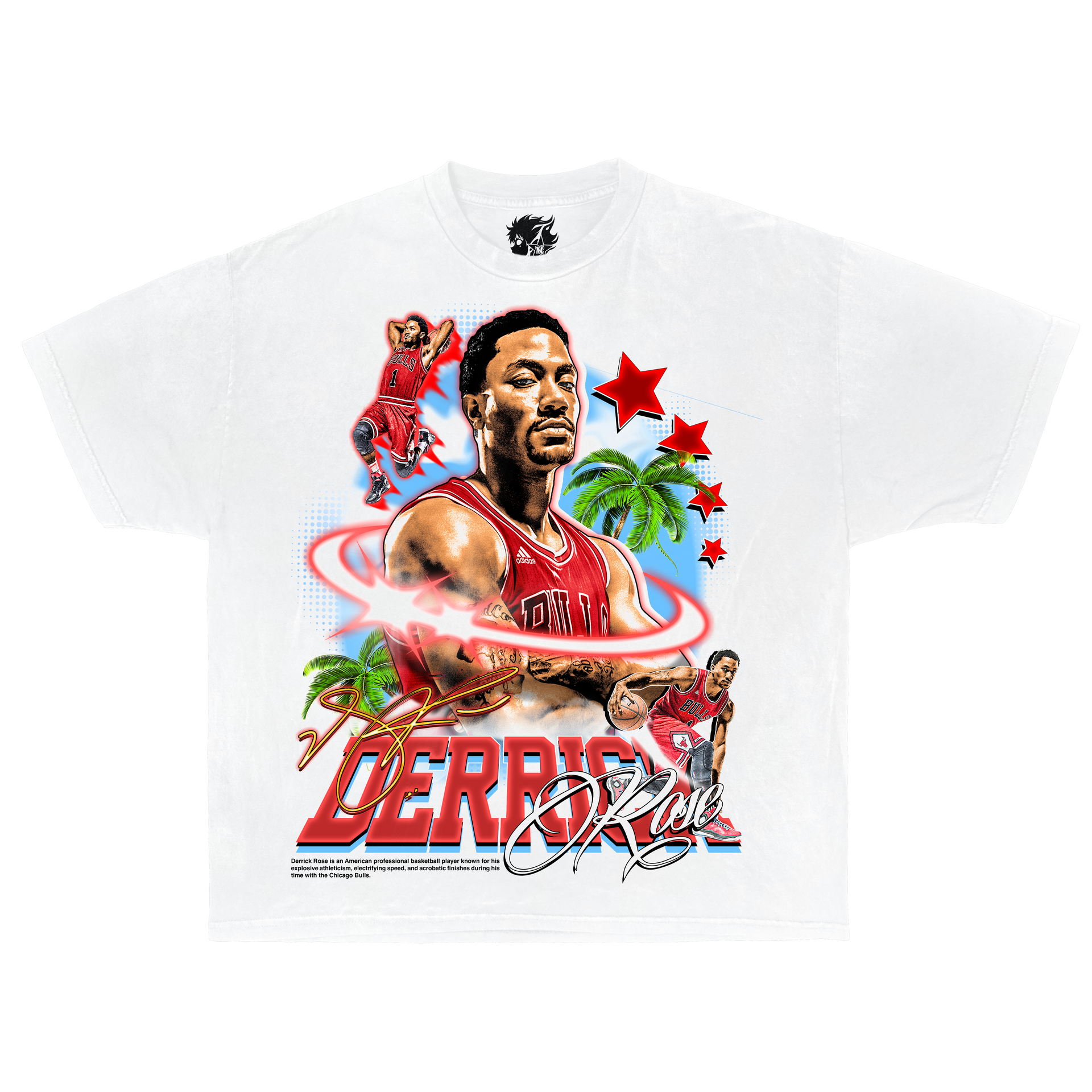 Retro Derrick Rose Boxy Vintage Shirt Oversized Streetwear Y2K Graphic Basketball Tees