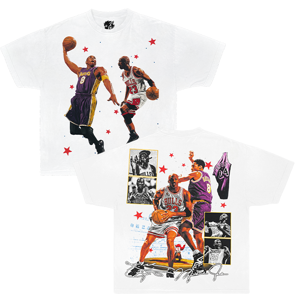 Stars Kobe & Jordan Boxy Shirt Vintage Basketball Streetwear Y2K Oversized Graphic
