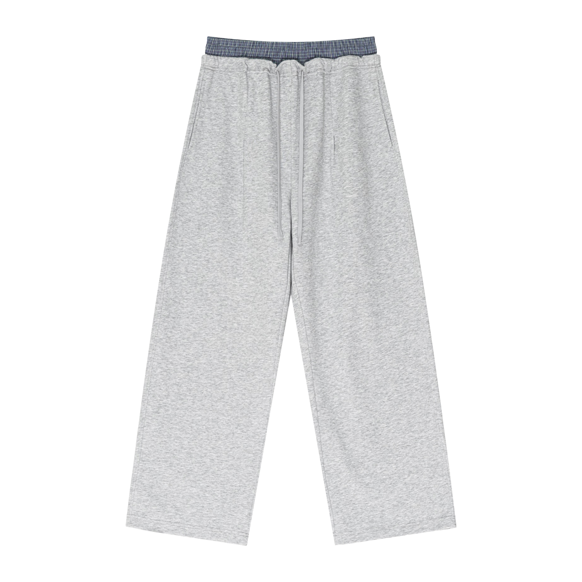 Blue Boxer Plaid Double Waist Sweatpants Streetwear Fashion Y2K Pants