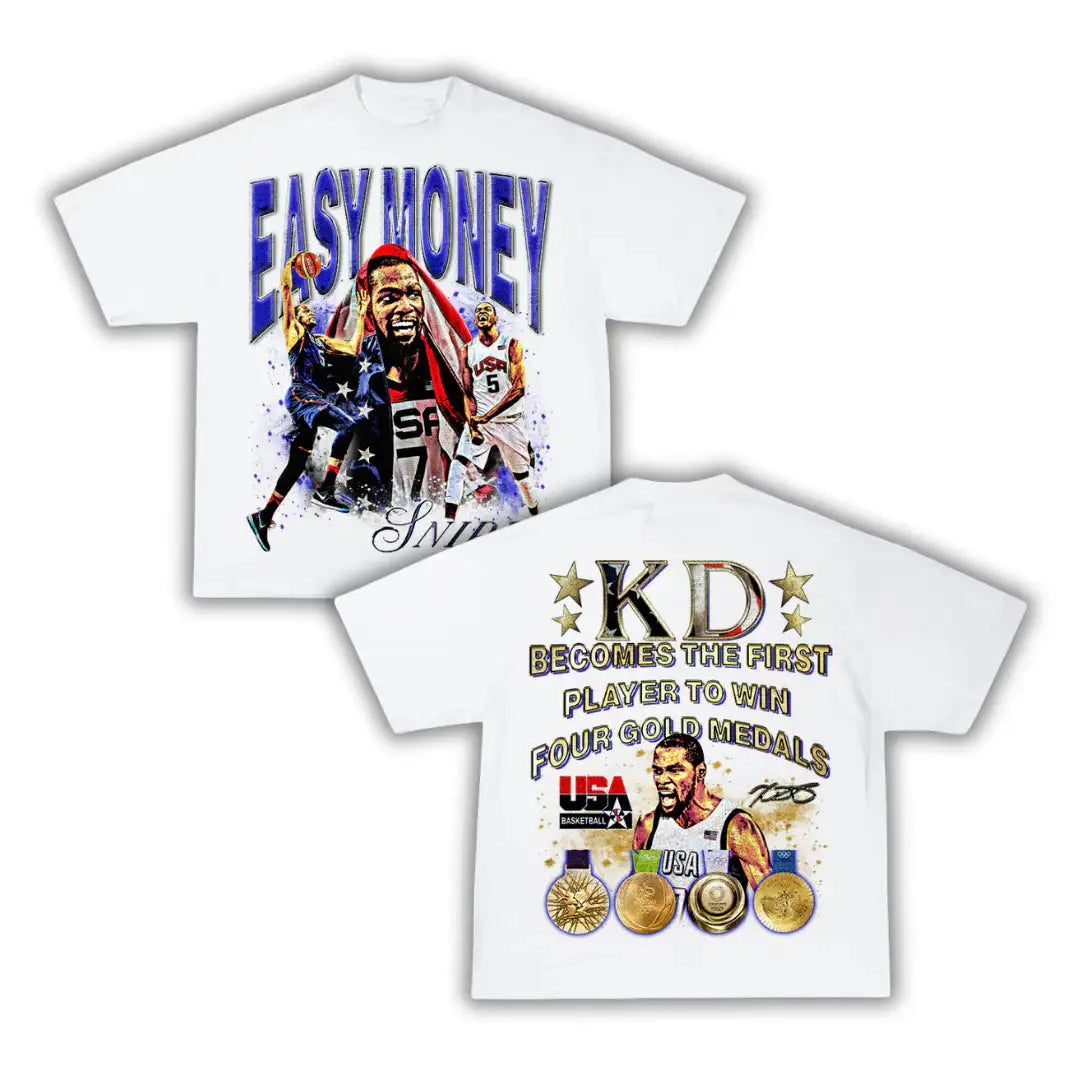 Easy Money KD Durant Boxy Vintage Graphic Basketball Tee Streetwear Y2K Neniom