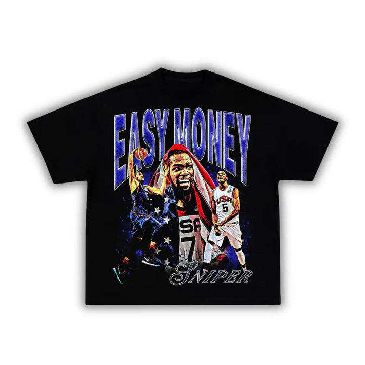 Easy Money KD Durant Boxy Vintage Graphic Basketball Tee Streetwear Y2K Neniom