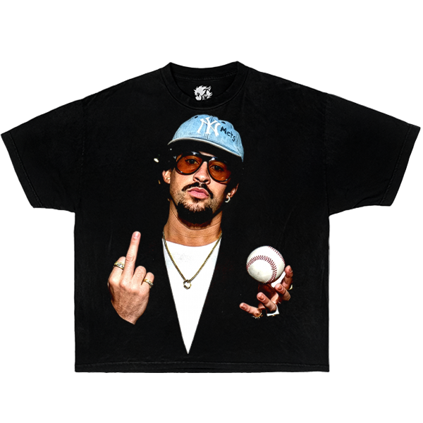 Bad Bunny FU Baseball Boxy Vintage Shirt Oversized Streetwear Y2K Graphic Bootleg Tees Latin Culture Music