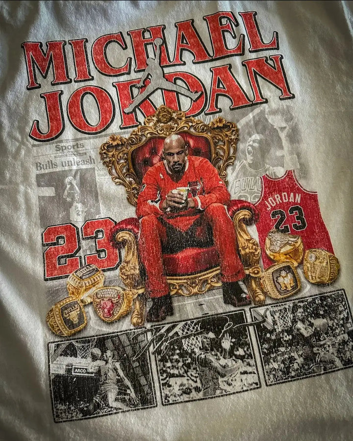 MJ JORDAN The Goat Seat Boxy Vintage Graphic Basketball Tee Streetwear Y2K Neniom