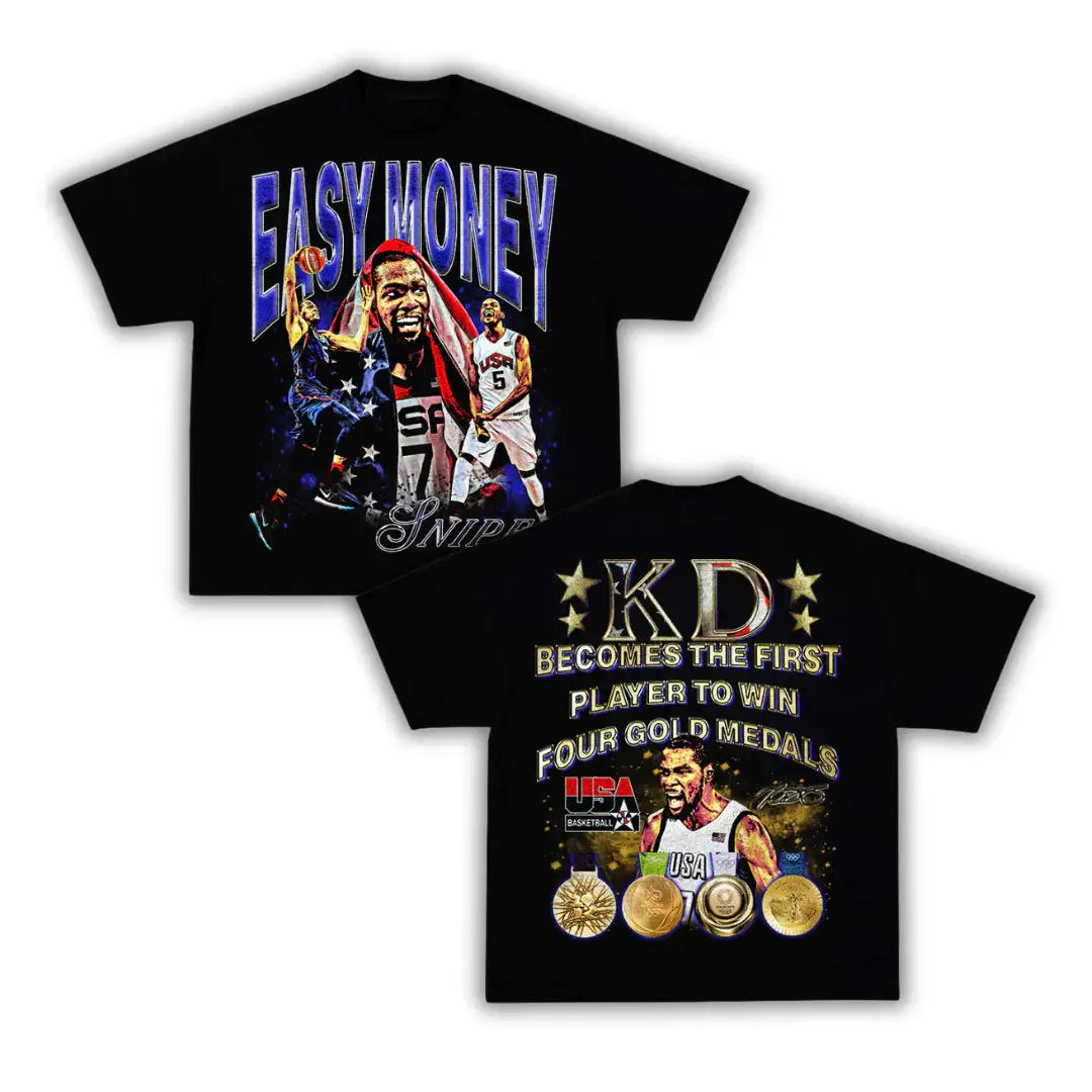 Easy Money KD Durant Boxy Vintage Graphic Basketball Tee Streetwear Y2K Neniom