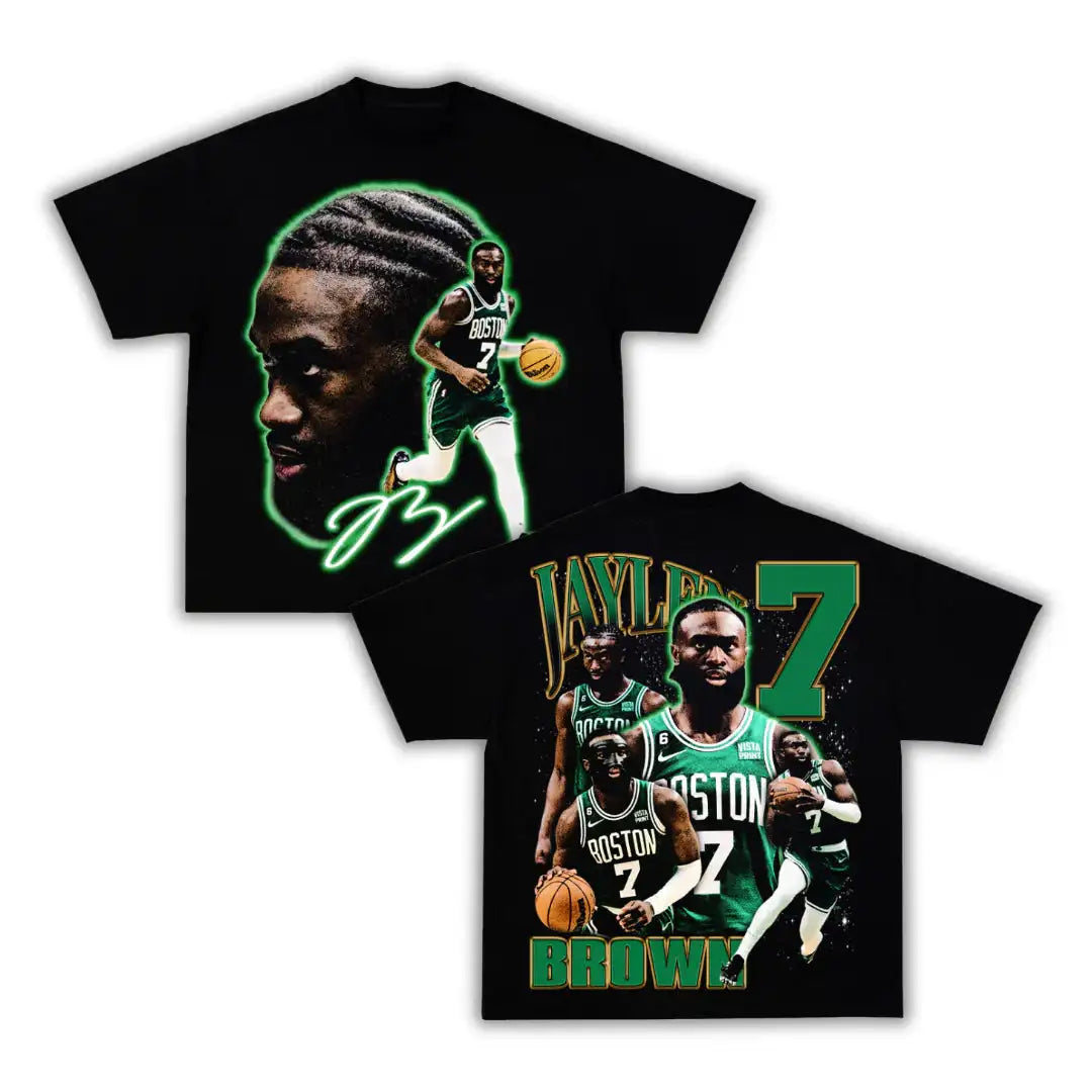 Jaylen Brown Boxy Vintage Graphic Shirt Basketball Tee Streetwear Y2K Neniom