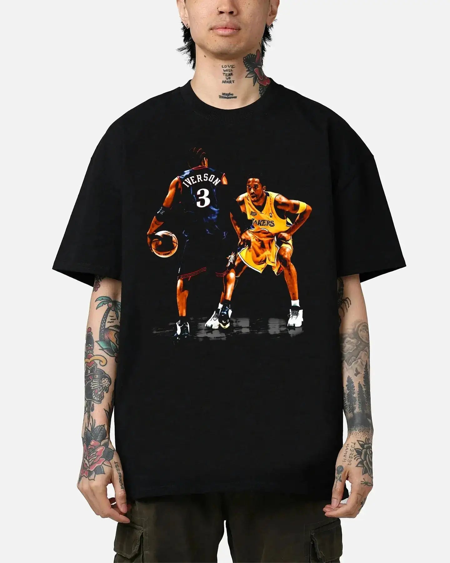 Iverson Vs Kobe Graphic Boxy Vintage Shirt Streetwear Y2K Basketball Oversized Unisex Retro Neniom