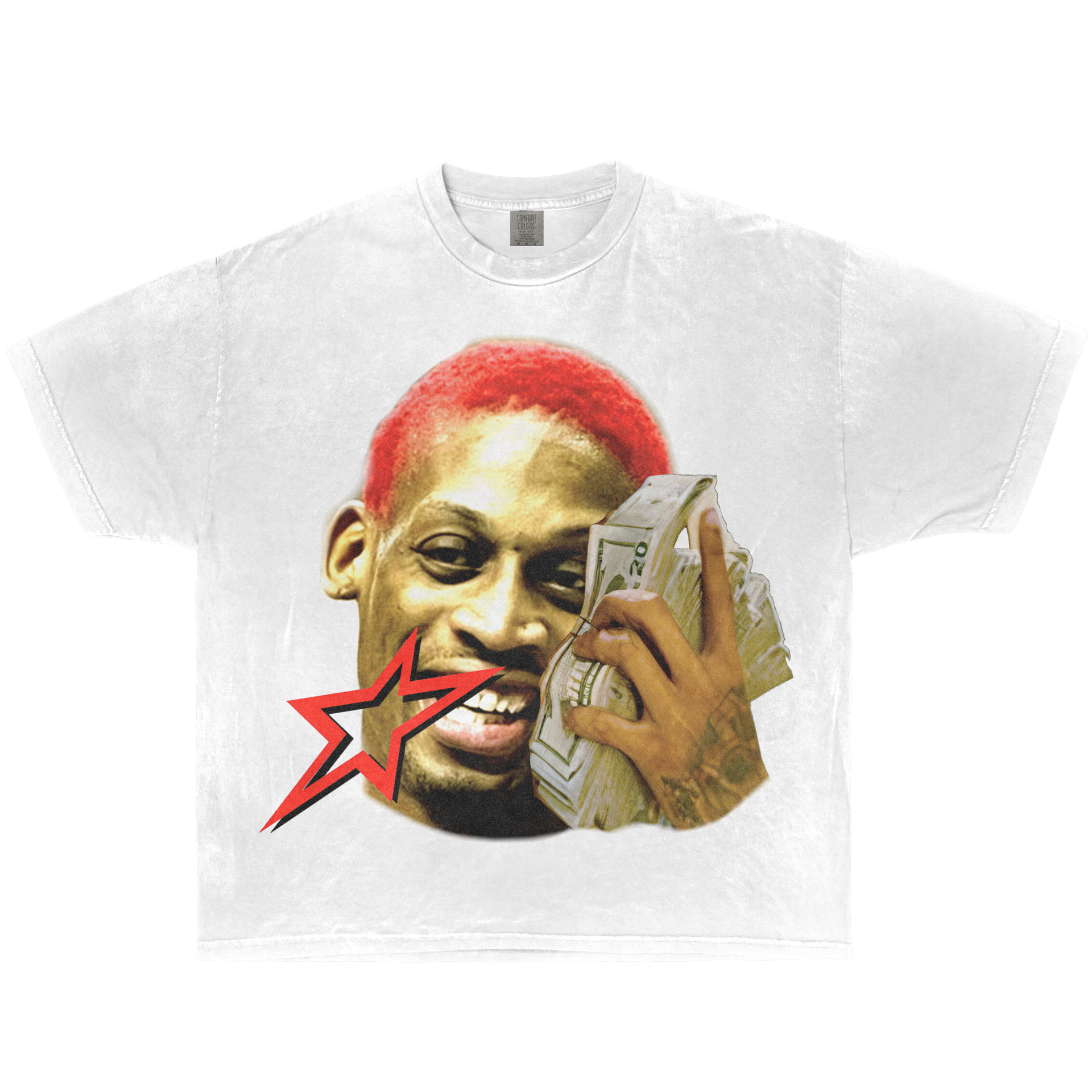 Dennis Rodman Money Talk Vintage Boxy T-shirt Oversized Streetwear Graphic Basketball Tees Y2K