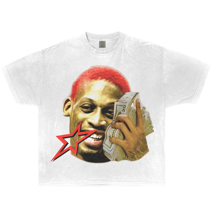 Dennis Rodman Money Talk Vintage Boxy T-shirt Oversized Streetwear Graphic Basketball Tees Y2K