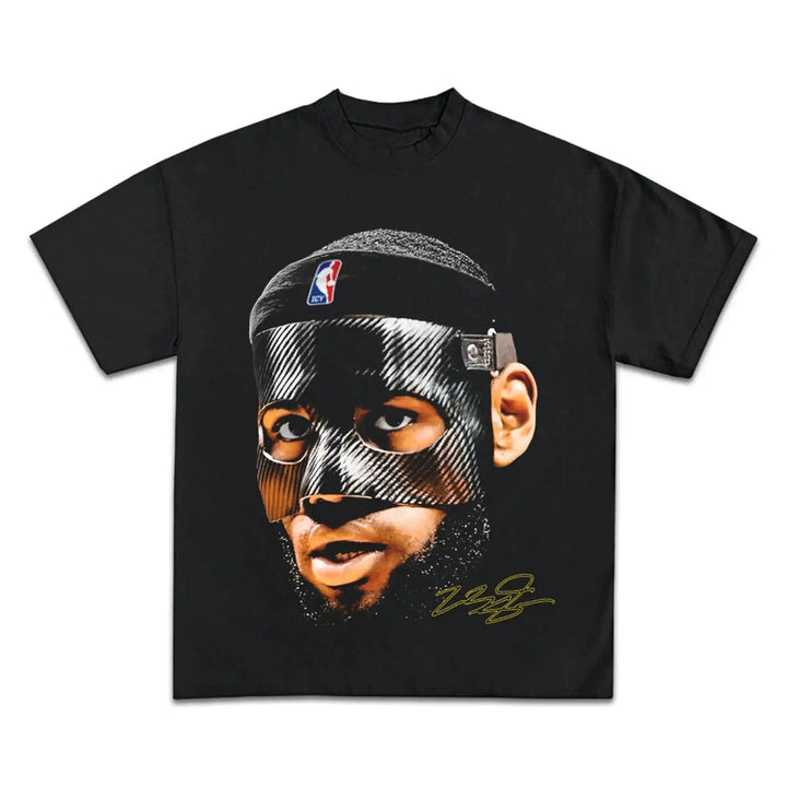 Masked Lebron James Boxy Shirt Vintage Basketball Tee Streetwear Y2K Oversized Unisex Retro Neniom