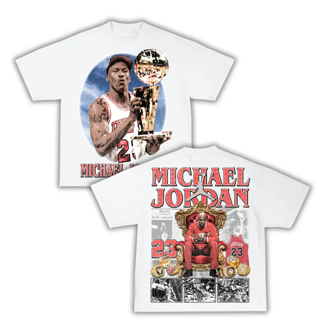MJ JORDAN The Goat Seat Boxy Vintage Graphic Basketball Tee Streetwear Y2K Neniom White Shirt