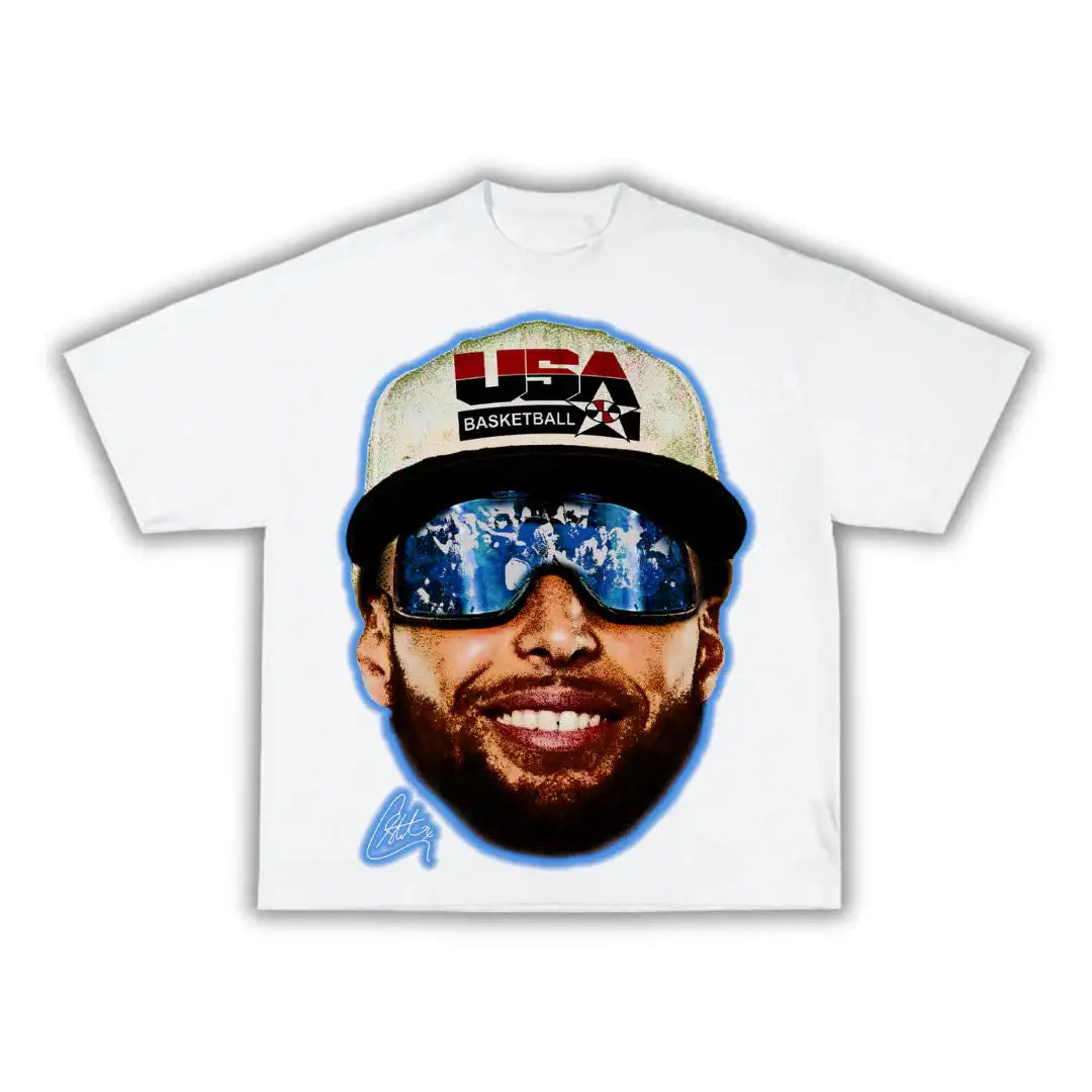 “Chef Curry” Team USA Boxy Vintage Graphic Shirt Basketball Tee Streetwear Y2K Neniom