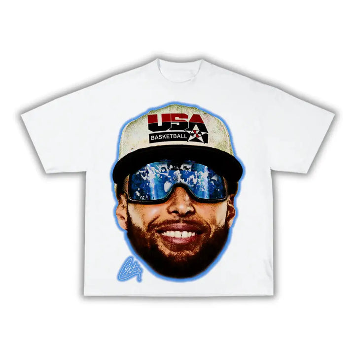 “Chef Curry” Team USA Boxy Vintage Graphic Shirt Basketball Tee Streetwear Y2K Neniom