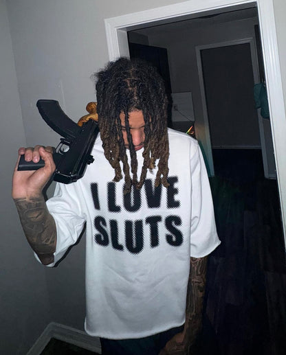 I Love Sluts Cropped Crewneck Shirt