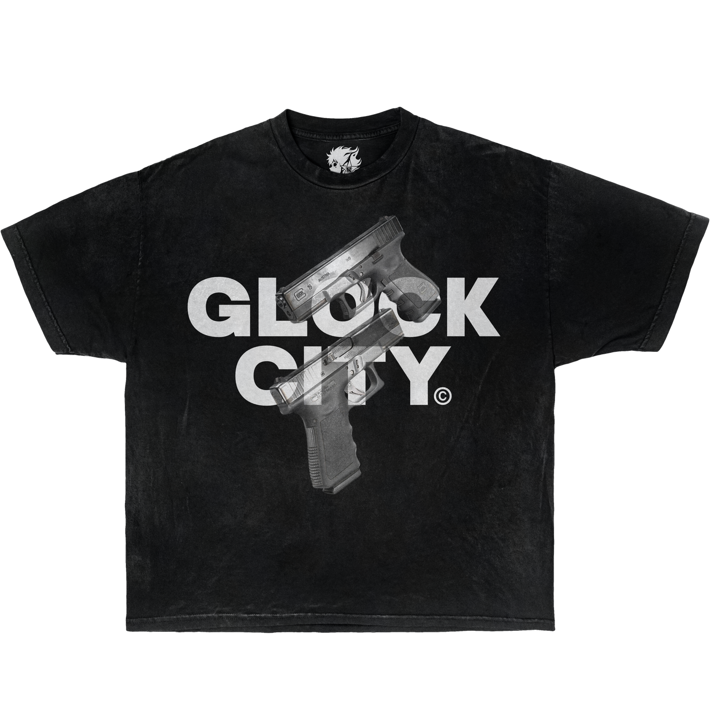 Glock City Boxy Garment-Dyed Shirt Streetwear Y2K