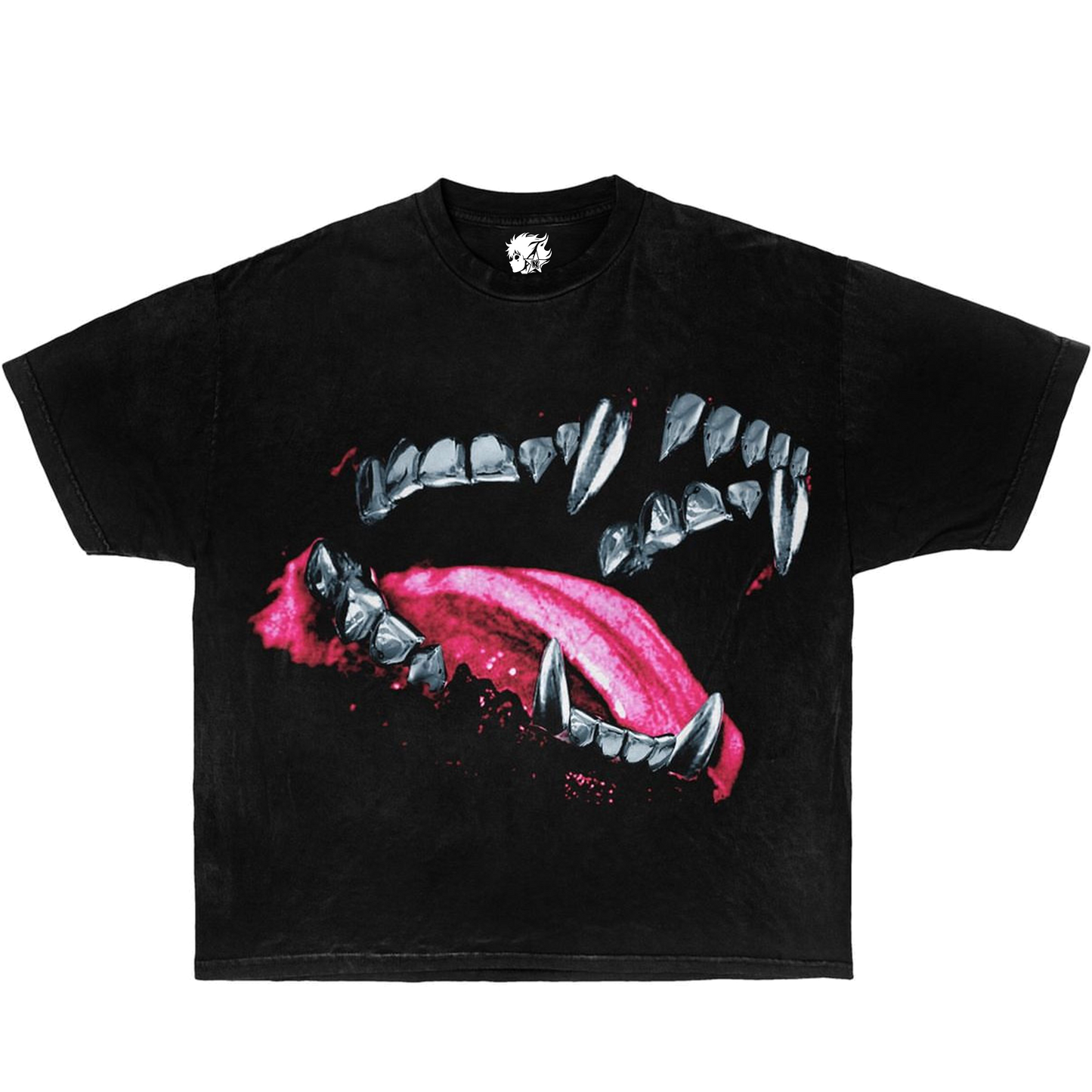 Neniom Grillz Dog Bite Boxy Garment-Dyed Tee Streetwear Y2K