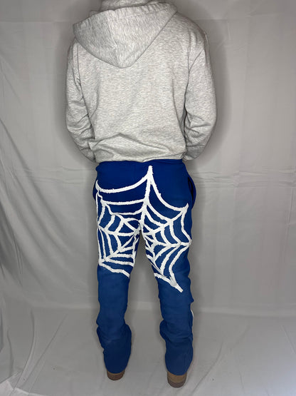 ★ LIMITED ★ Neniom Puff Printed Oversized Spider Flared Sweatpants BLUE Streetwear Y2K