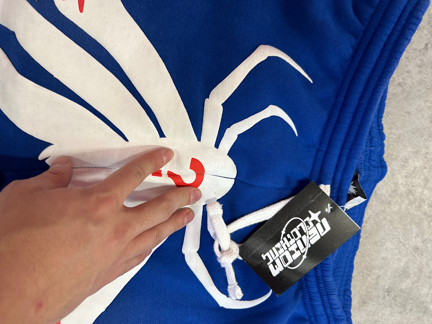 ★ LIMITADO ★ Neniom Pantalón Deportivo Acampanado De Araña Extragrande Con Estampado Puff AZUL