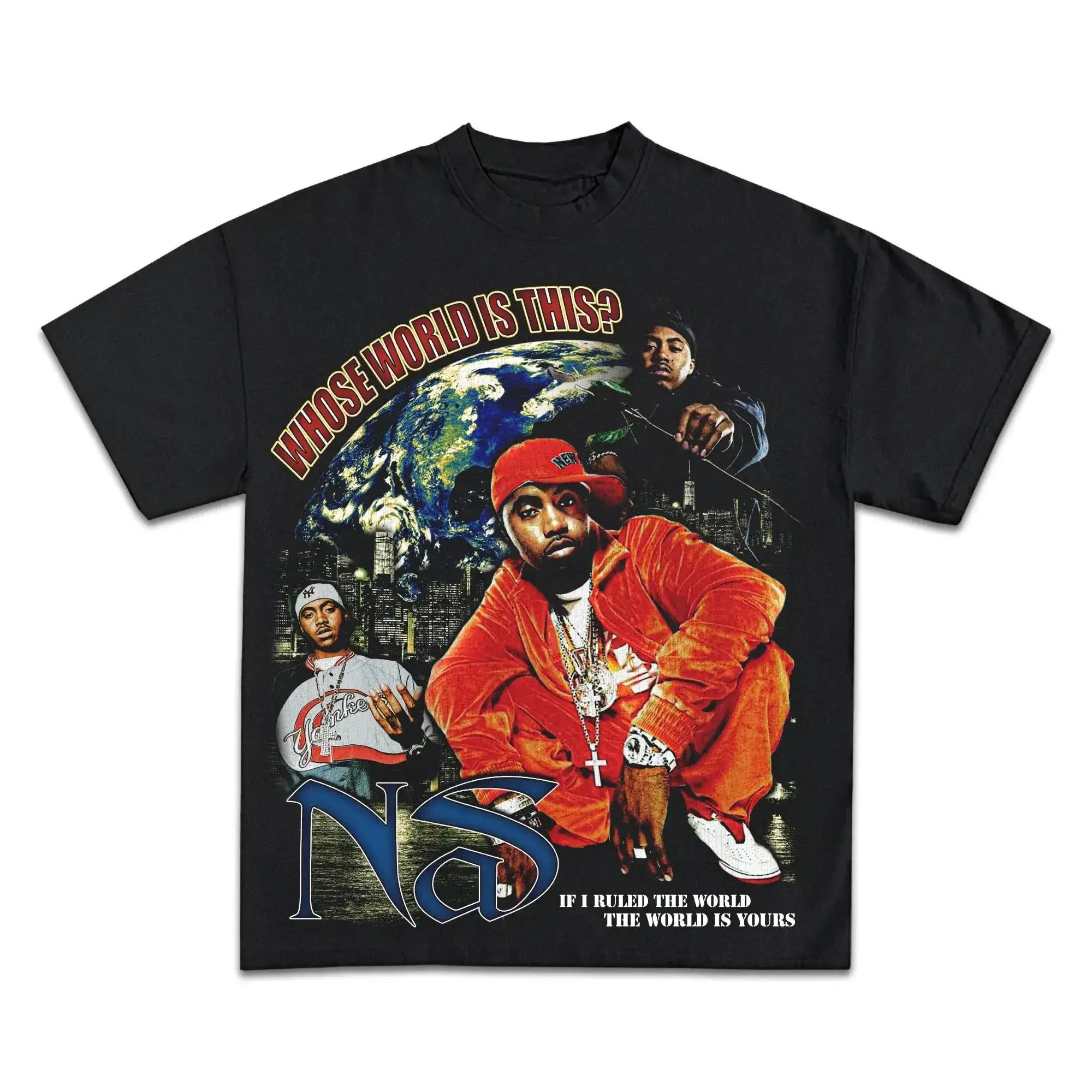 Nas World Is Yours Boxy Vintage Shirt Graphic Rap Tee Streetwear Y2K Neniom