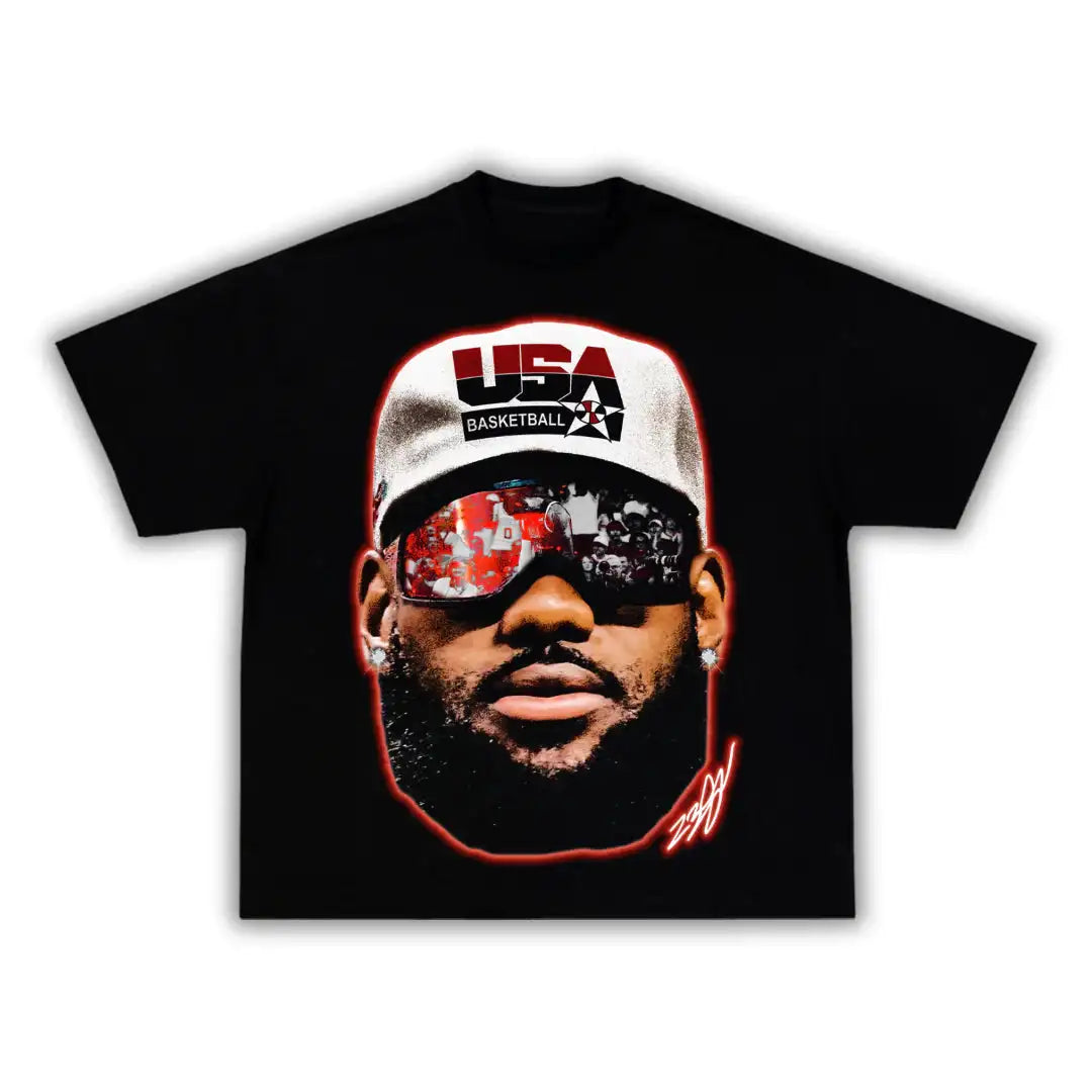 Legoat Lebron Vision Big Face Boxy Vintage Graphic Basketball Tee Streetwear Y2K Neniom