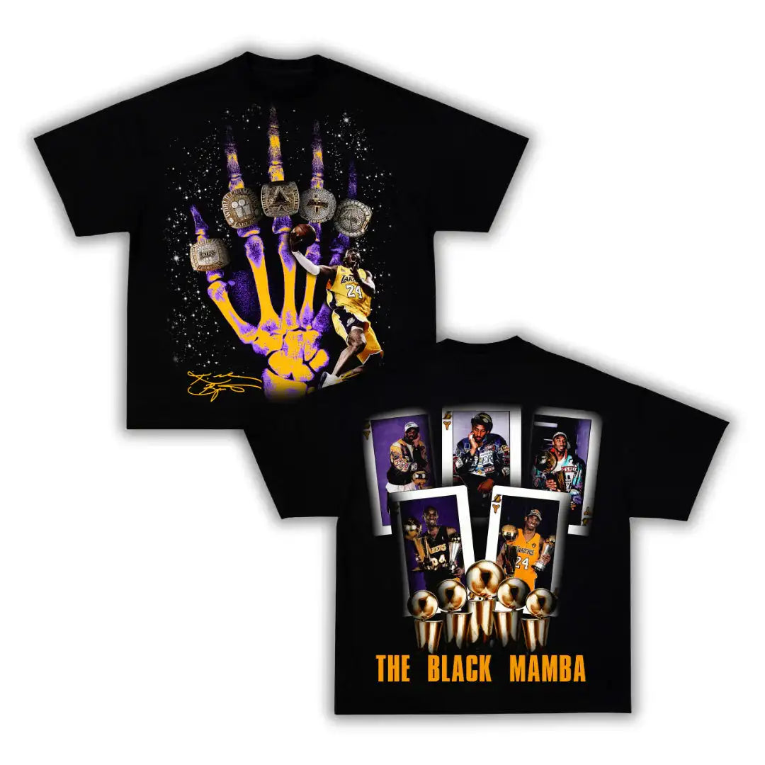 Kobe Bryant 5 Rings Boxy Vintage Graphic Basketball Tee Streetwear Y2K Neniom