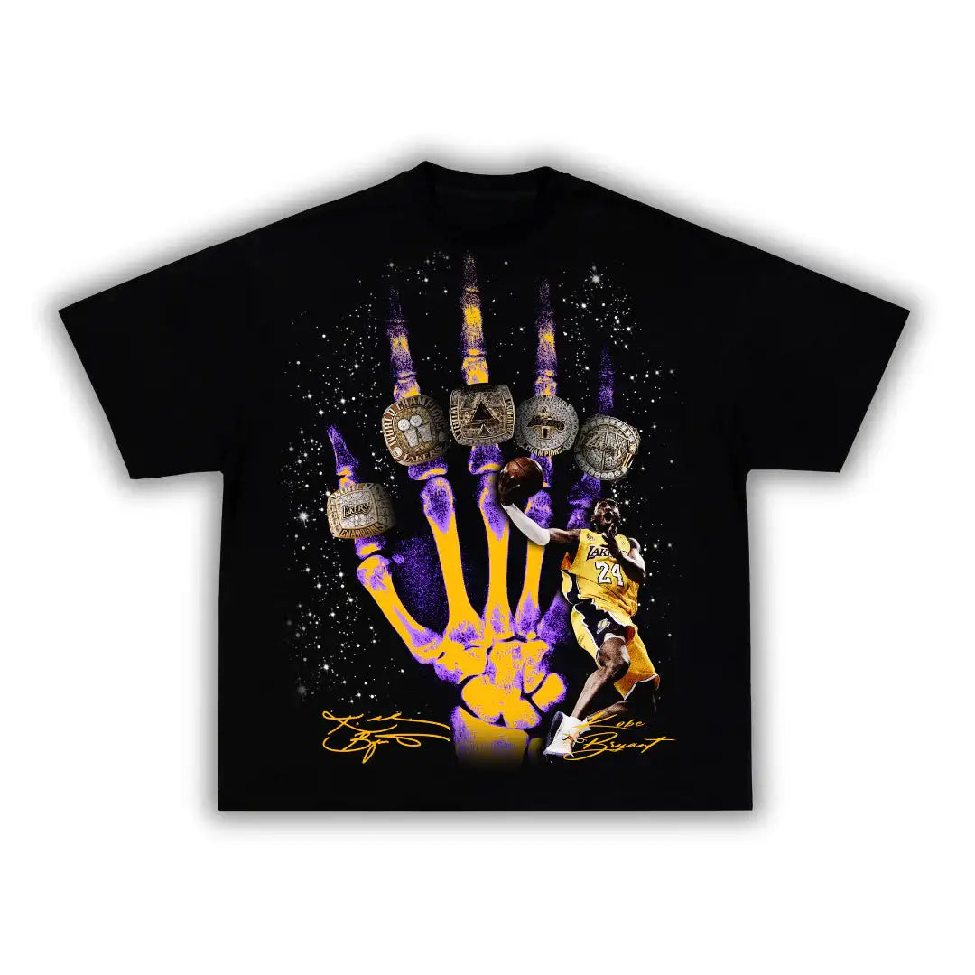 Kobe Bryant 5 Rings Boxy Vintage Graphic Basketball Tee Streetwear Y2K Neniom