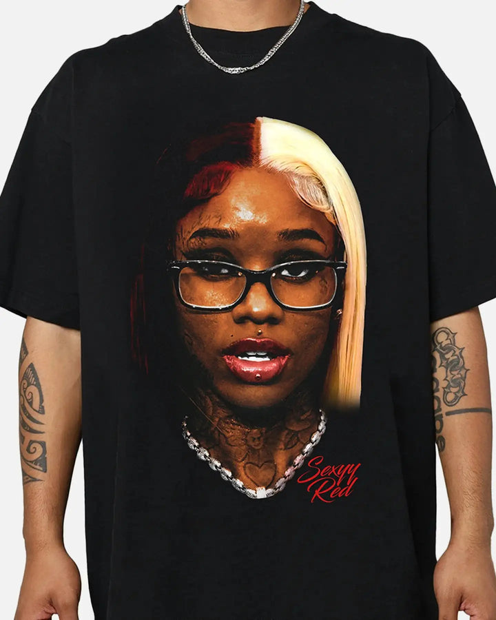 Sexyy Red Big Head Boxy Vintage Shirt Graphic Basketball Tee Streetwear Y2K Neniom