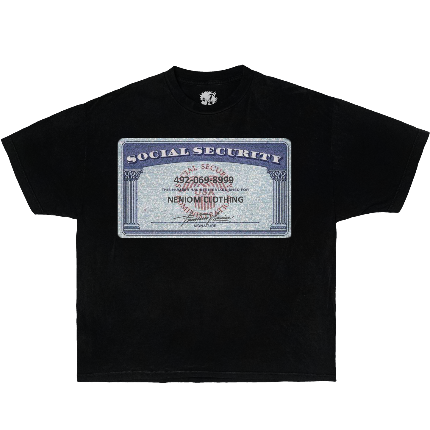 Neniom Social Security Card Shirt Streetwear Y2K Vintage Fashion