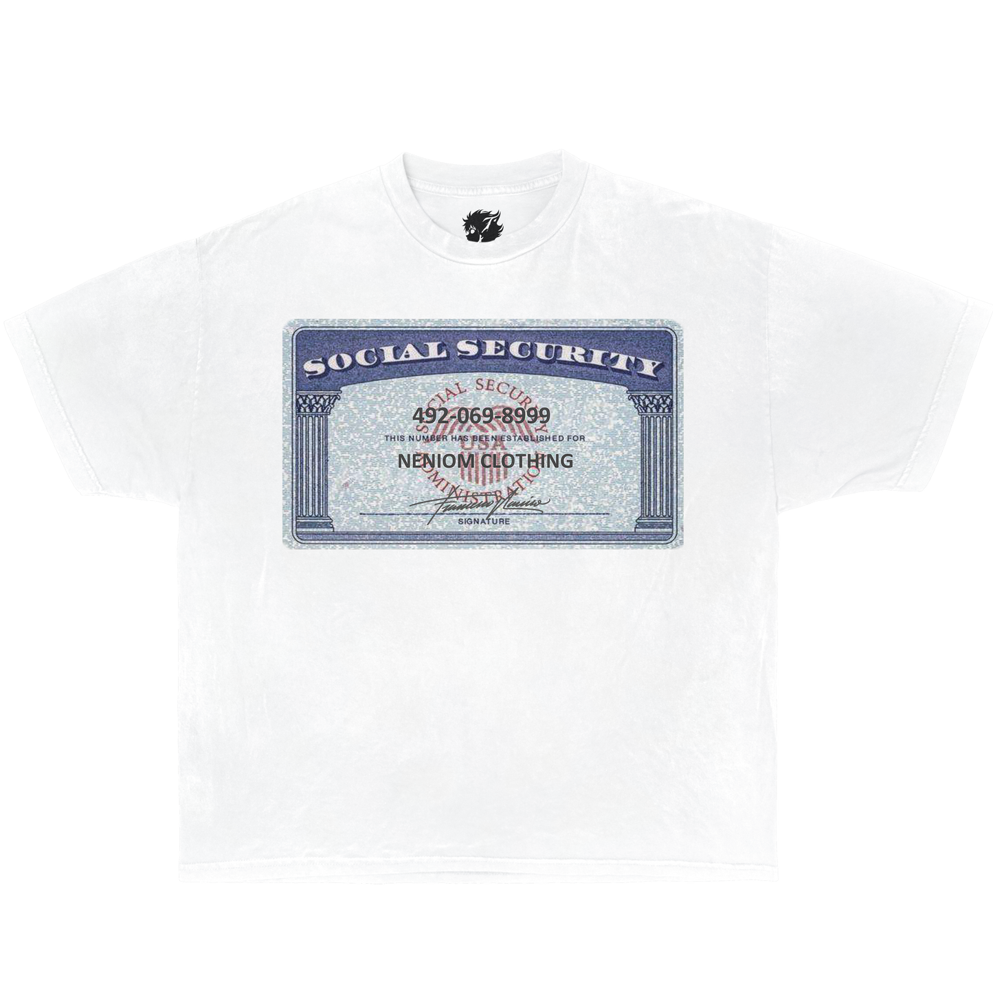 Neniom Social Security Card Shirt Streetwear Y2K Vintage Fashion