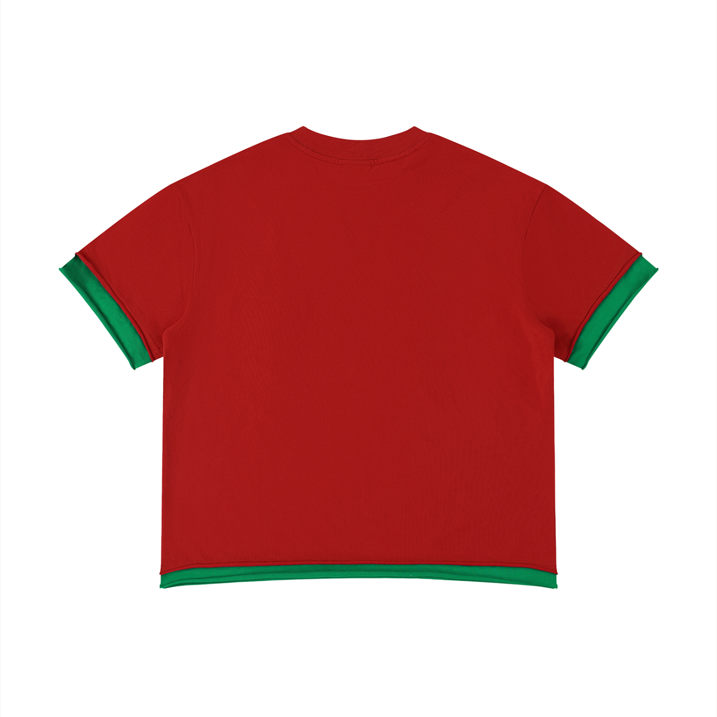Japanese Neniom Boxy Color Block Graphic  T-Shirt – Oversized Red Green Streetwear Tee