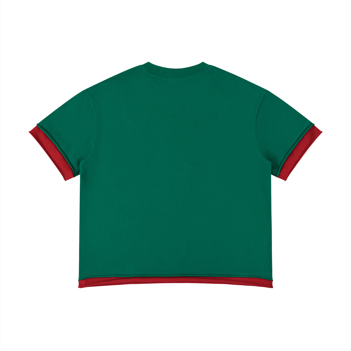 Japanese Neniom Boxy Color Block Graphic T-Shirt – Oversized Green Streetwear Tee