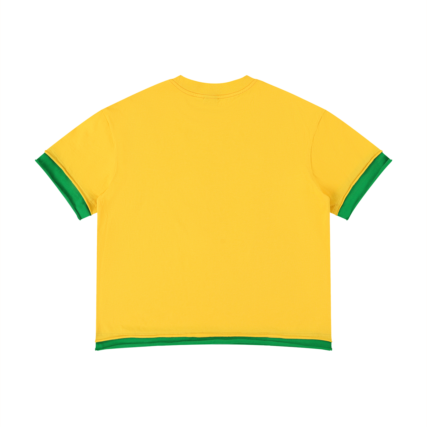 Japanese Neniom Boxy Color Block Graphic T-Shirt – Oversized Yellow Green Streetwear Tee