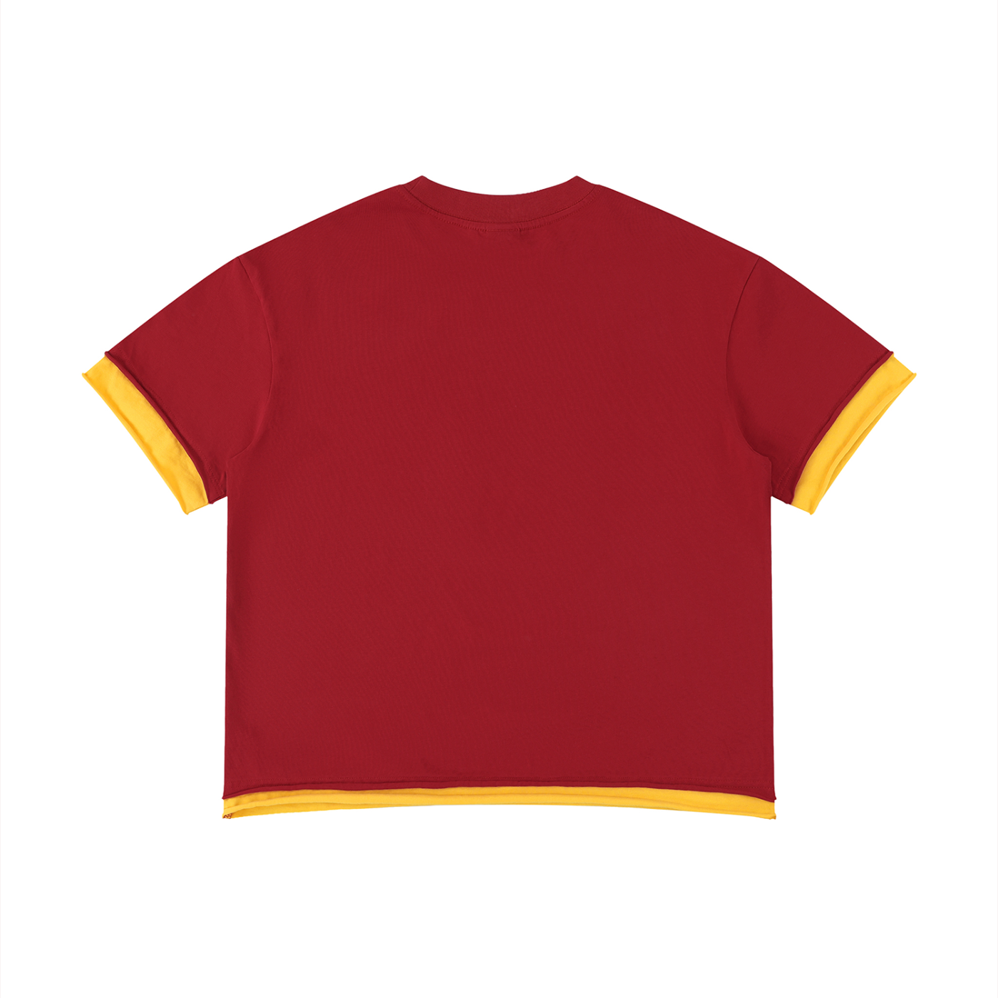 Japanese Neniom Boxy Color Block Graphic  T-Shirt – Oversized Yellow Red Streetwear Tee