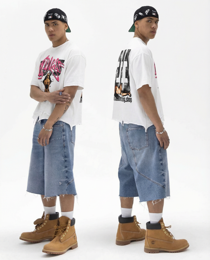Endless Time Vintage Oversized Boxy T-shirt Streetwear Double Graphic Y2K - Neniom