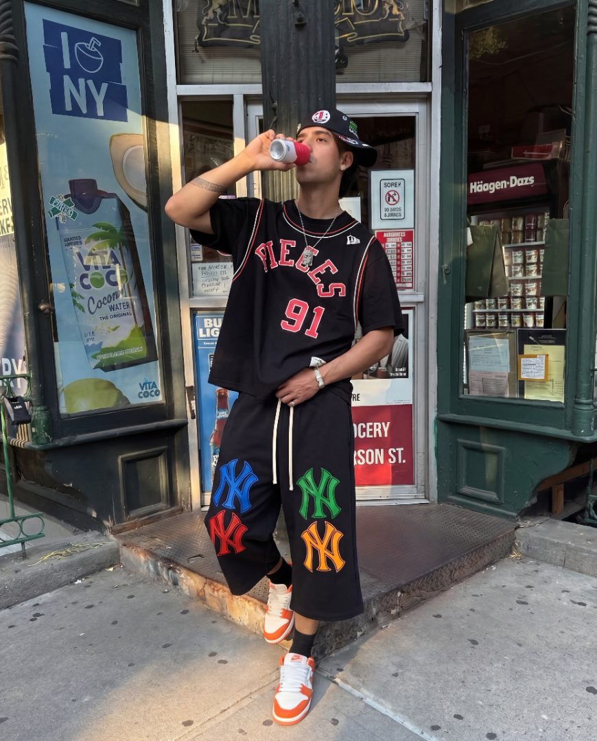 Baller's NYC 3/4 Sweatpants Heavyweight Baggy Basketball Streetwear Black Shorts