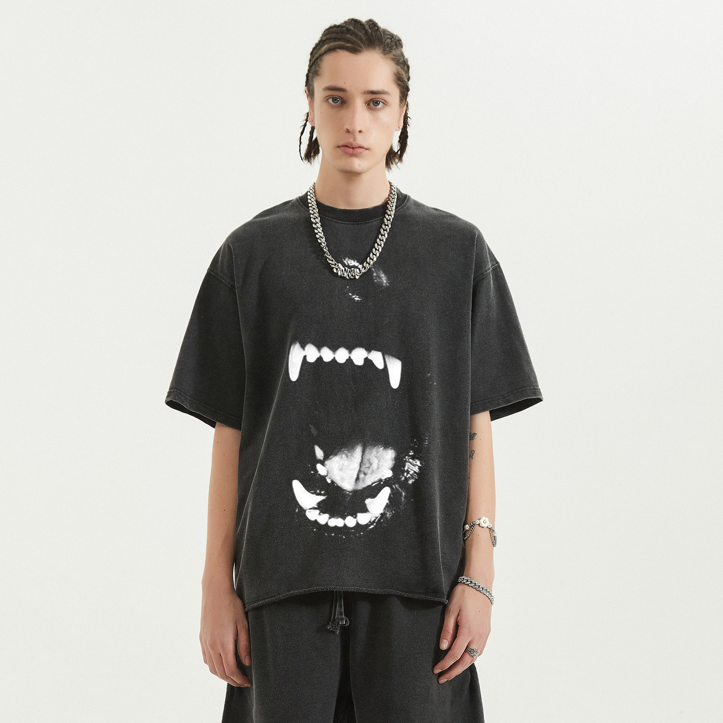 Neniom Vicious Dog Bite Garment-Dyed Boxy Tee Streetwear Y2K