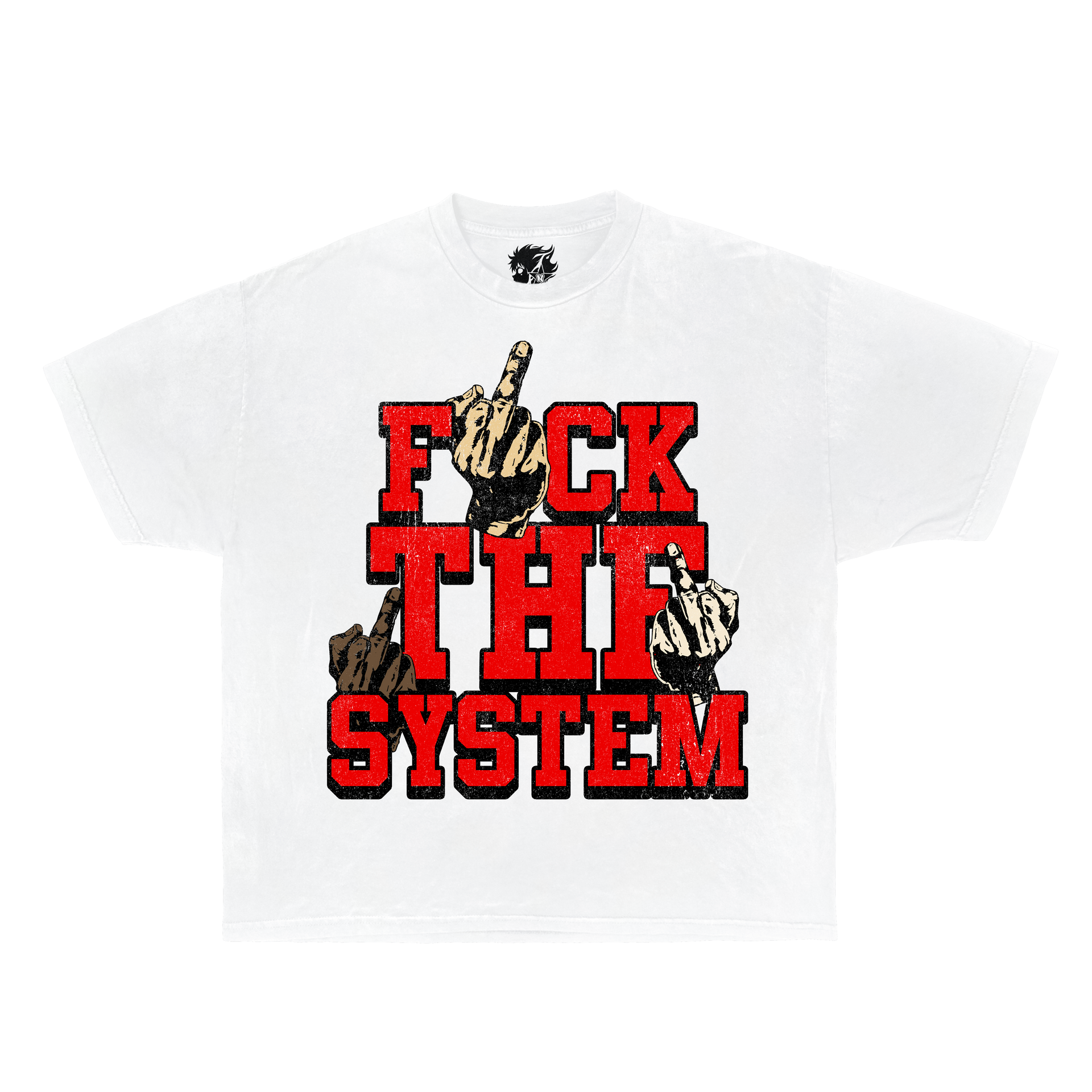 fuck the system shirt

rebellious streetwear tee

oversized graphic t shirt

y2k statement streetwear top

viral urban fashion shirt