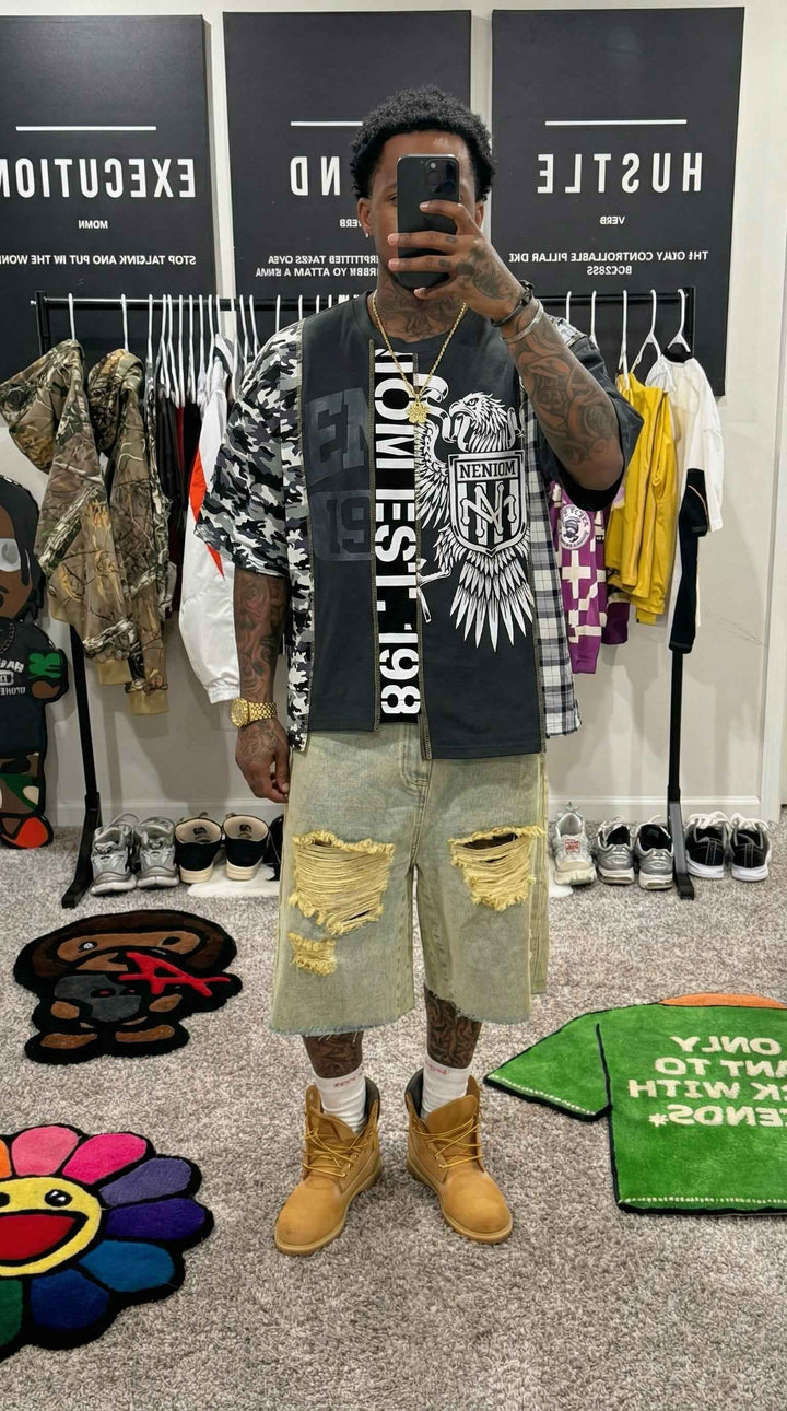 ★ LIMITED ★ NENIOM 6 CHOICE UNEVEN BOXY SHIRT OVERSIZED UNISEX STREETWEAR Y2K
