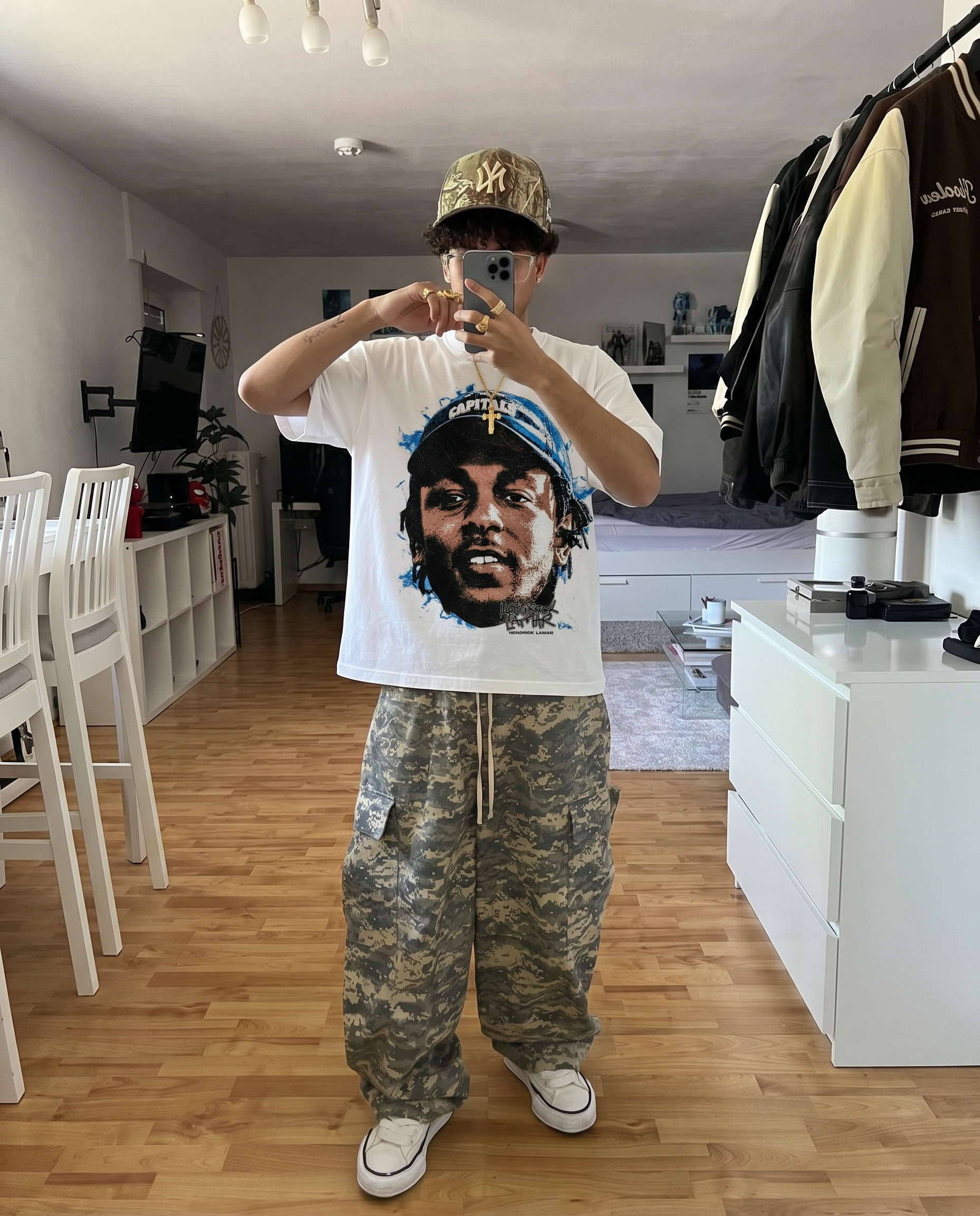 Kendrick Lamer Capital Rap Boxy Shirt Vintage Basketball Streetwear Y2K Oversized