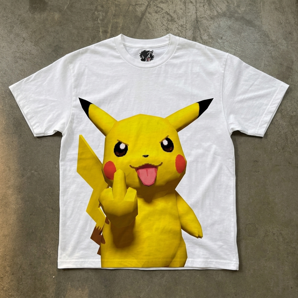 Unhappy Pikachu Graphic T-Shirt Cute Anime Gaming Tee Y2K Pokémon Shirts