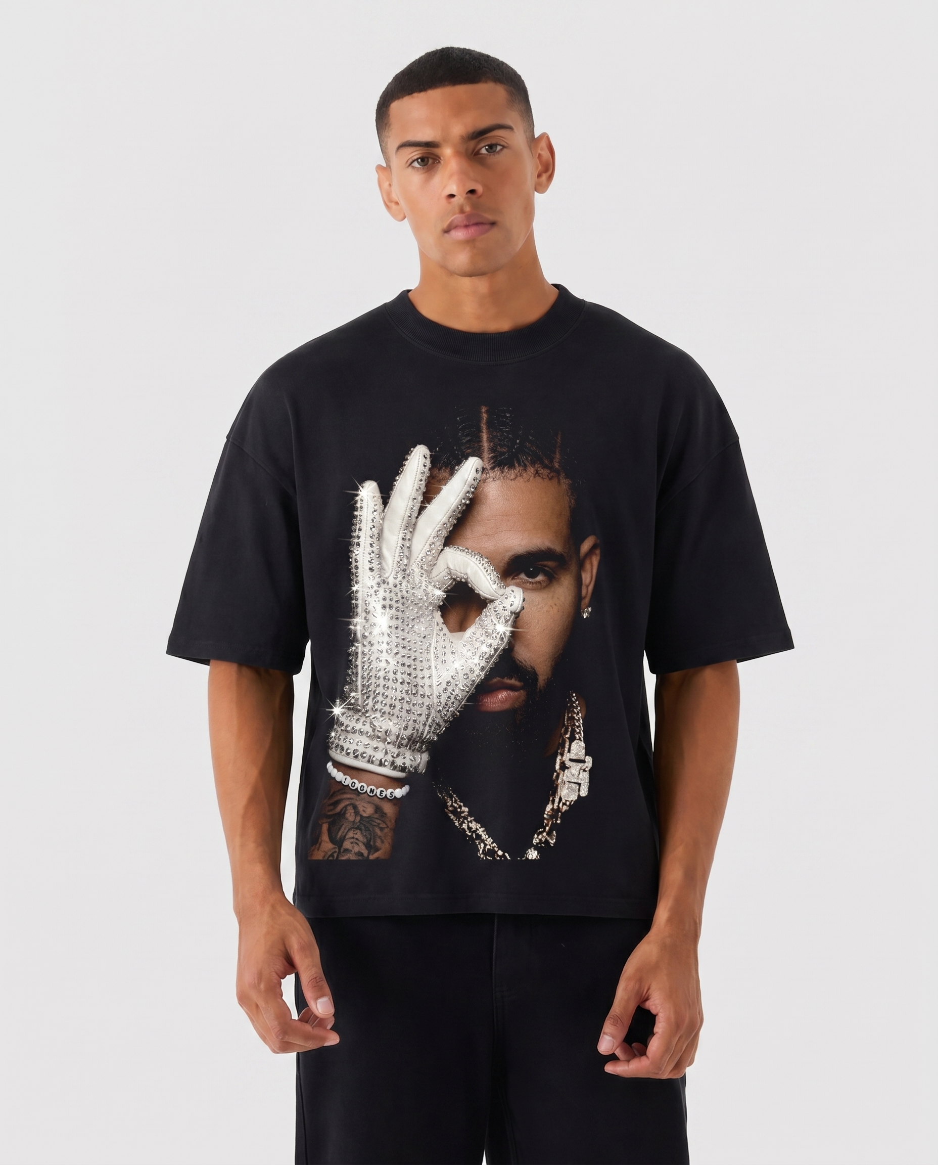 Drake Face Glove Boxy Shirt Vintage Streetwear Tee Y2K Oversized Graphic