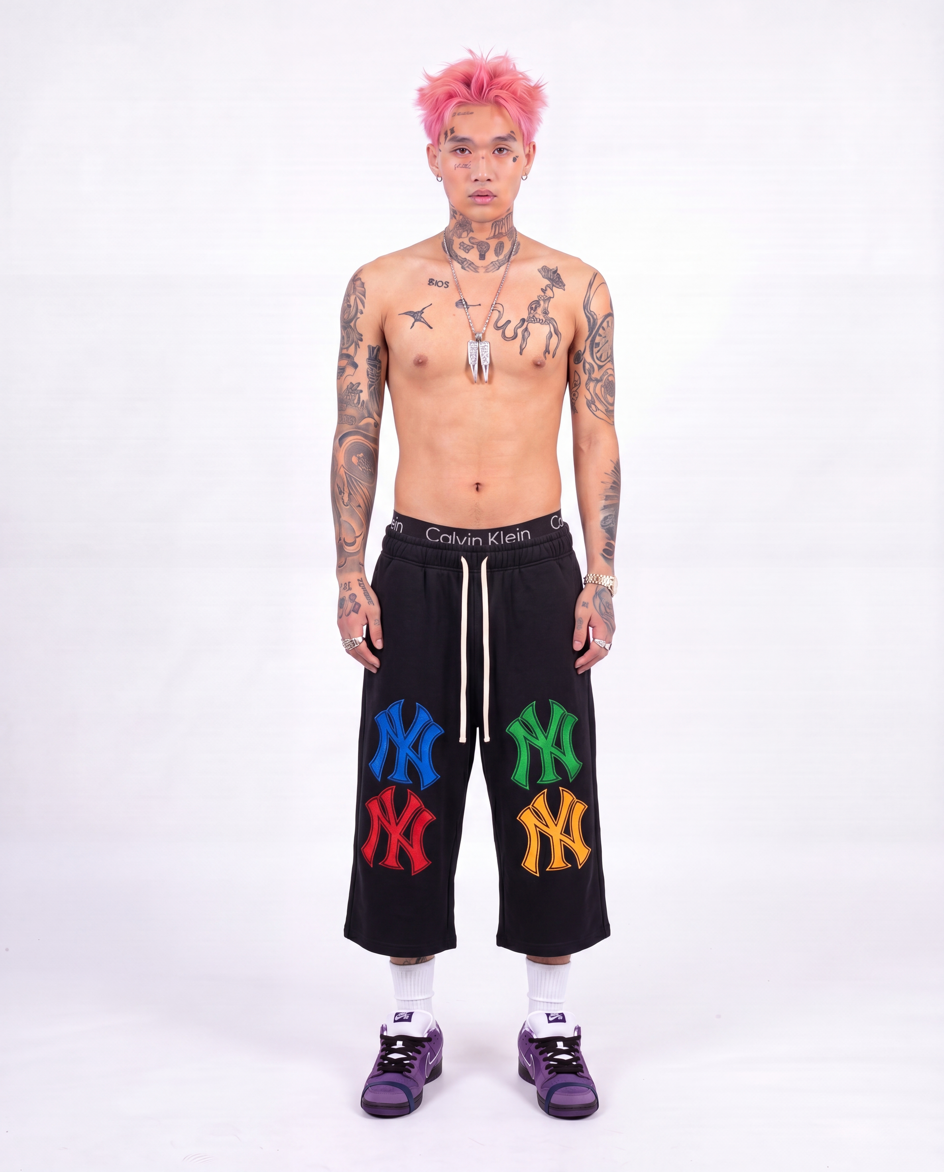 Baller's NYC 3/4 Sweatpants Heavyweight Baggy Basketball Streetwear Black Shorts