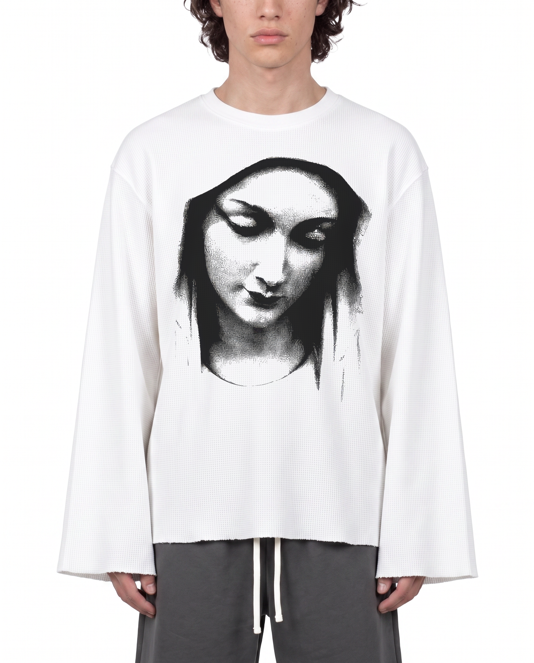 Madonna Waffle Raw Edge Sweater Long sleeve