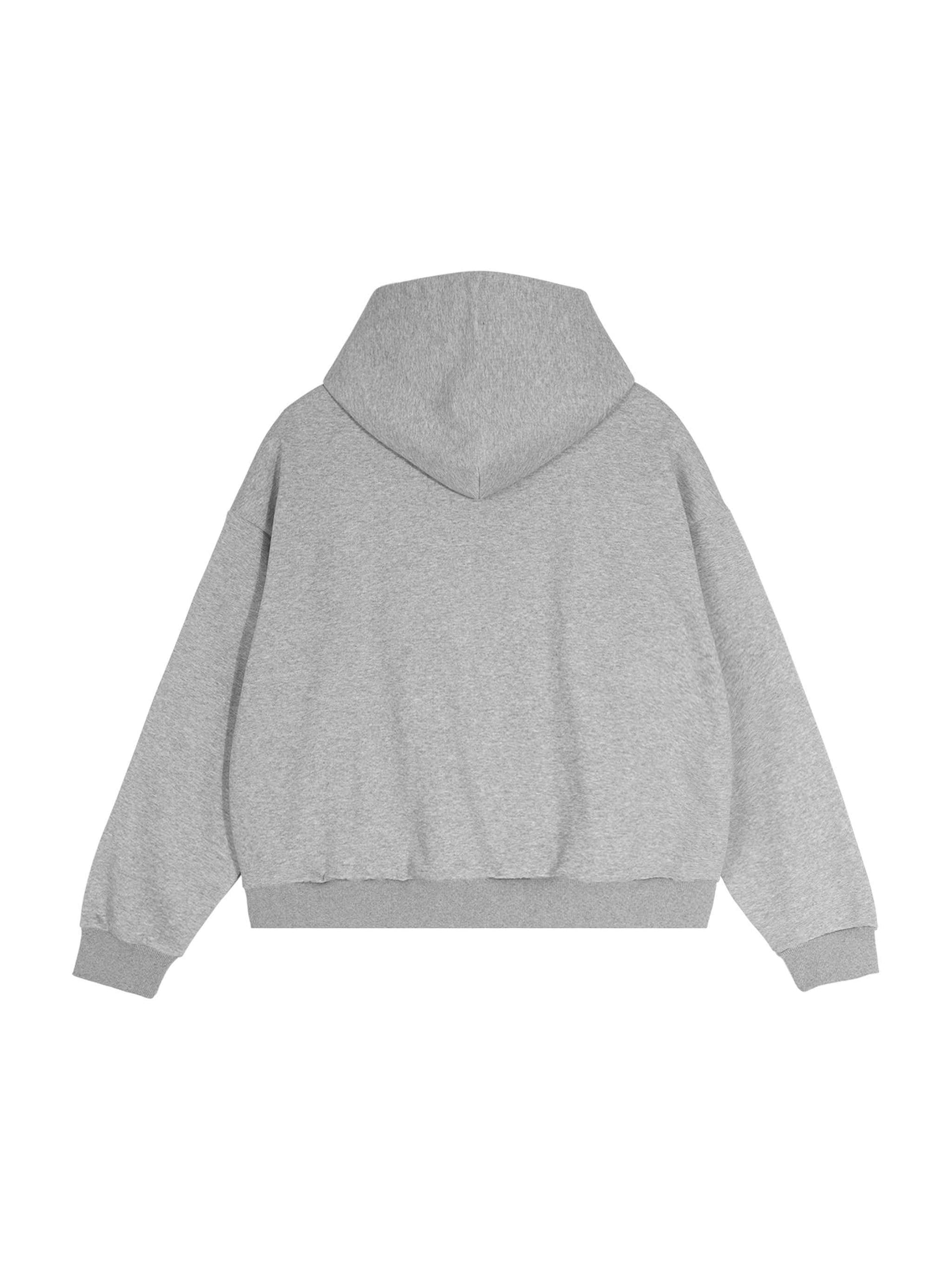 Lazy Boy Contrast Plaid Boxy Zip Up Gray Hoodie