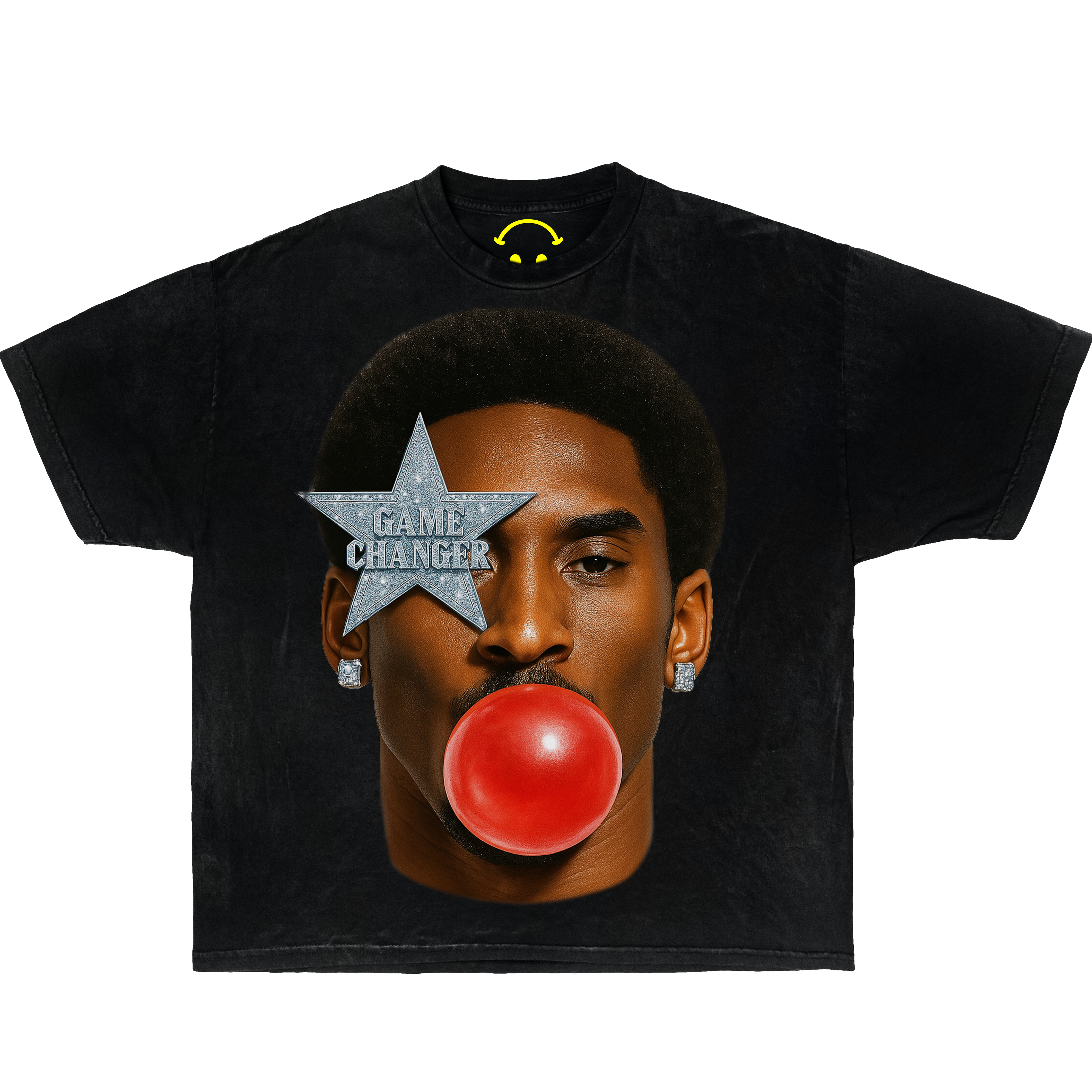 Oversized streetwear t-shirt – unisex Game Changer design with diamond star and bubblegum print