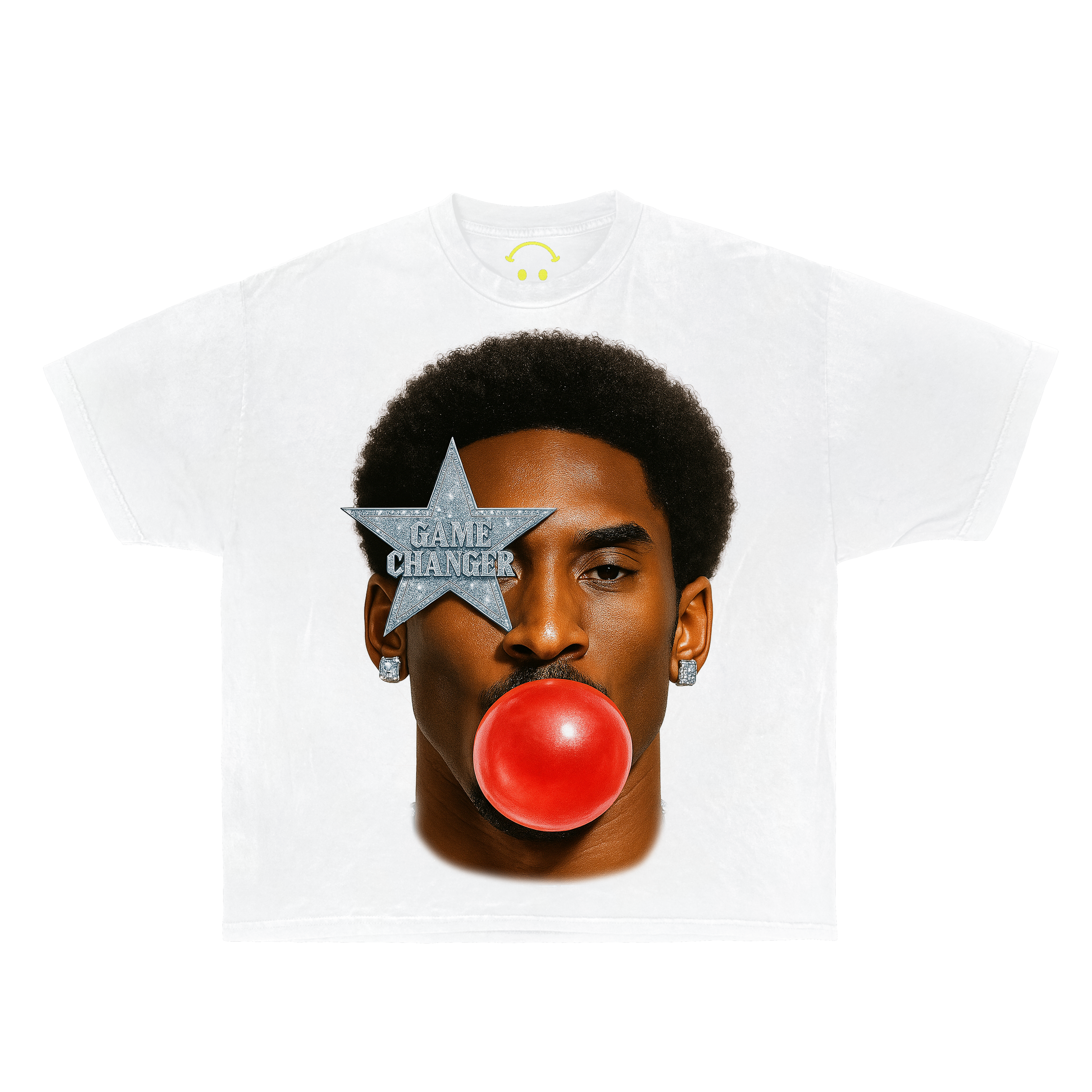 Game Changer graphic t-shirt – premium Y2K streetwear tee with bold bubblegum portrait design