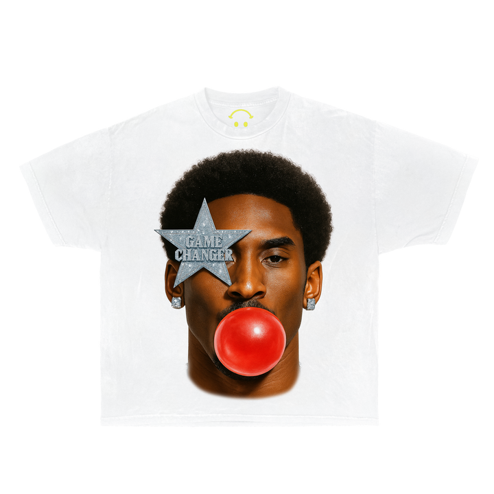 Game Changer graphic t-shirt – premium Y2K streetwear tee with bold bubblegum portrait design