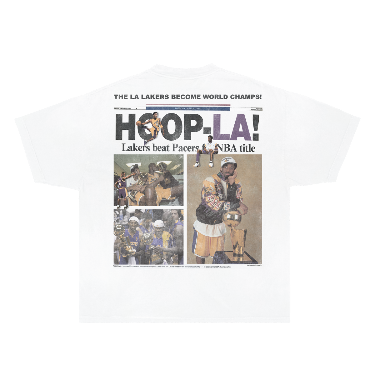 Kobe Bryant First At Last Newspaper Vintage Boxy Shirt Streetwear Y2K Oversized
