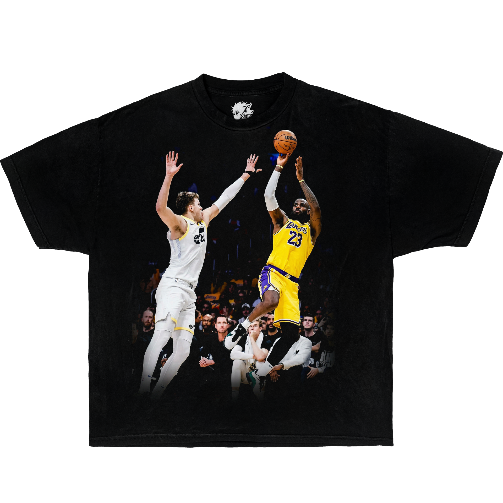 LeBron James Lakers basketball graphic t shirt NBA game shot tee